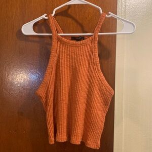 Forever 21 Orange Ribbed Halter Crop Top